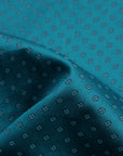 Deep Teal With Small Flower Dobby Textured Jacquard Cotton Shirt