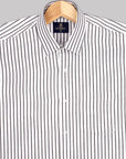 Vista White With Black Shadow Stripe  Oxford Cotton Shirt-[ON SALE]