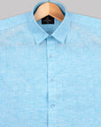 Light Sky Blue Linen Blend Shirt