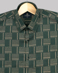 Everglad Green With Dotted Stripes Printed Premium Cotton Shirt-[ON SALE]