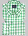 Green White Checks Premium Cotton Shirt-[ONSALE]