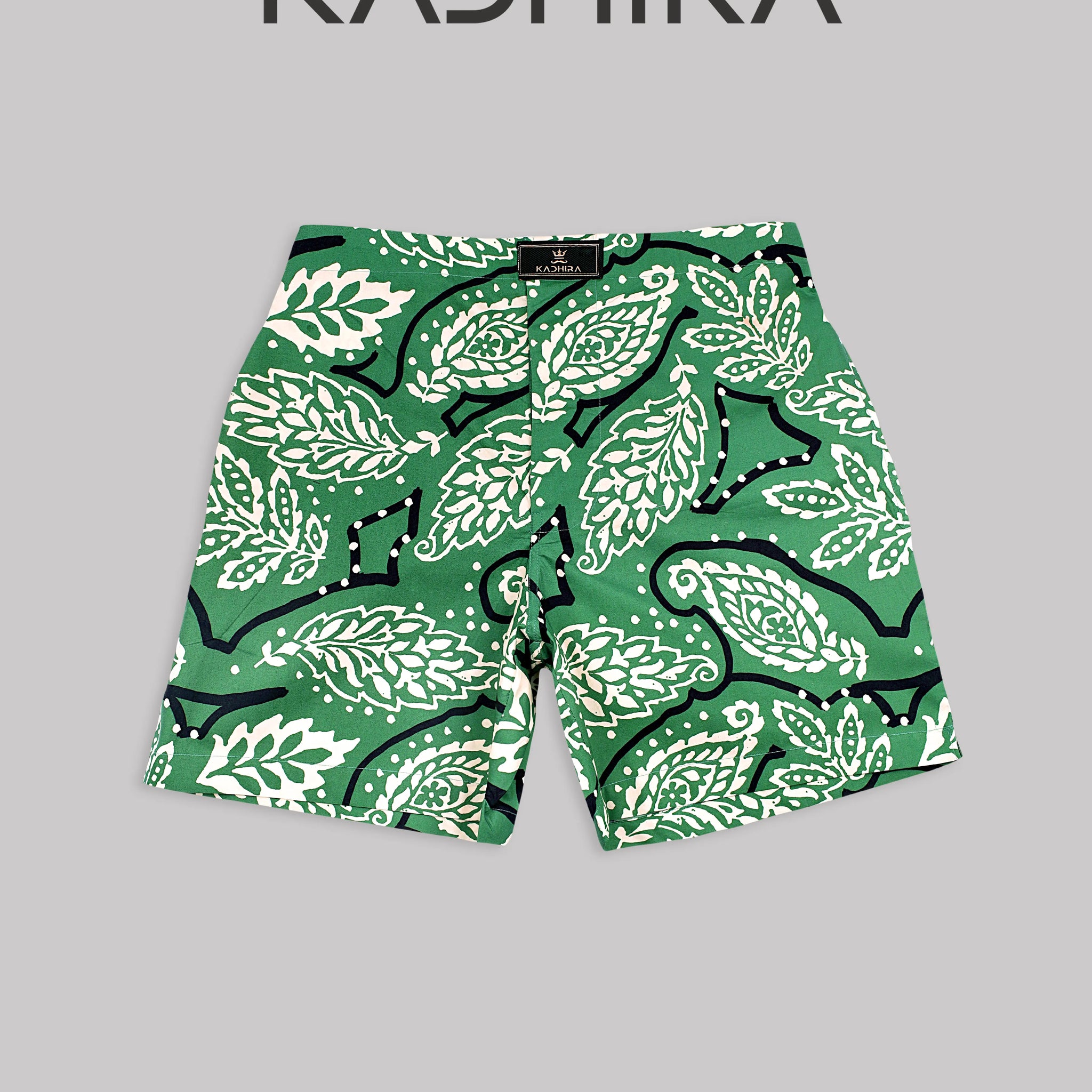 Forest Green With Antique White Paisley  Printed Premium Cotton Boxer