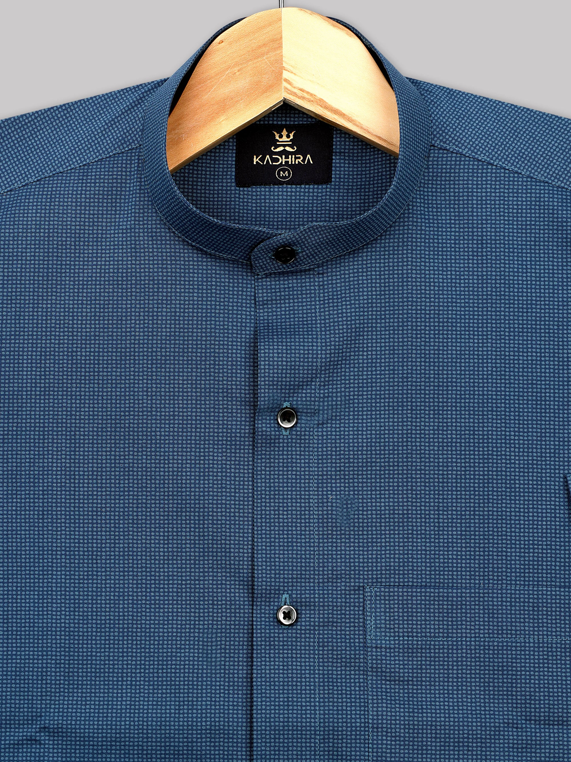 Capri Blue Dotted Printed Premium Cotton Shirt