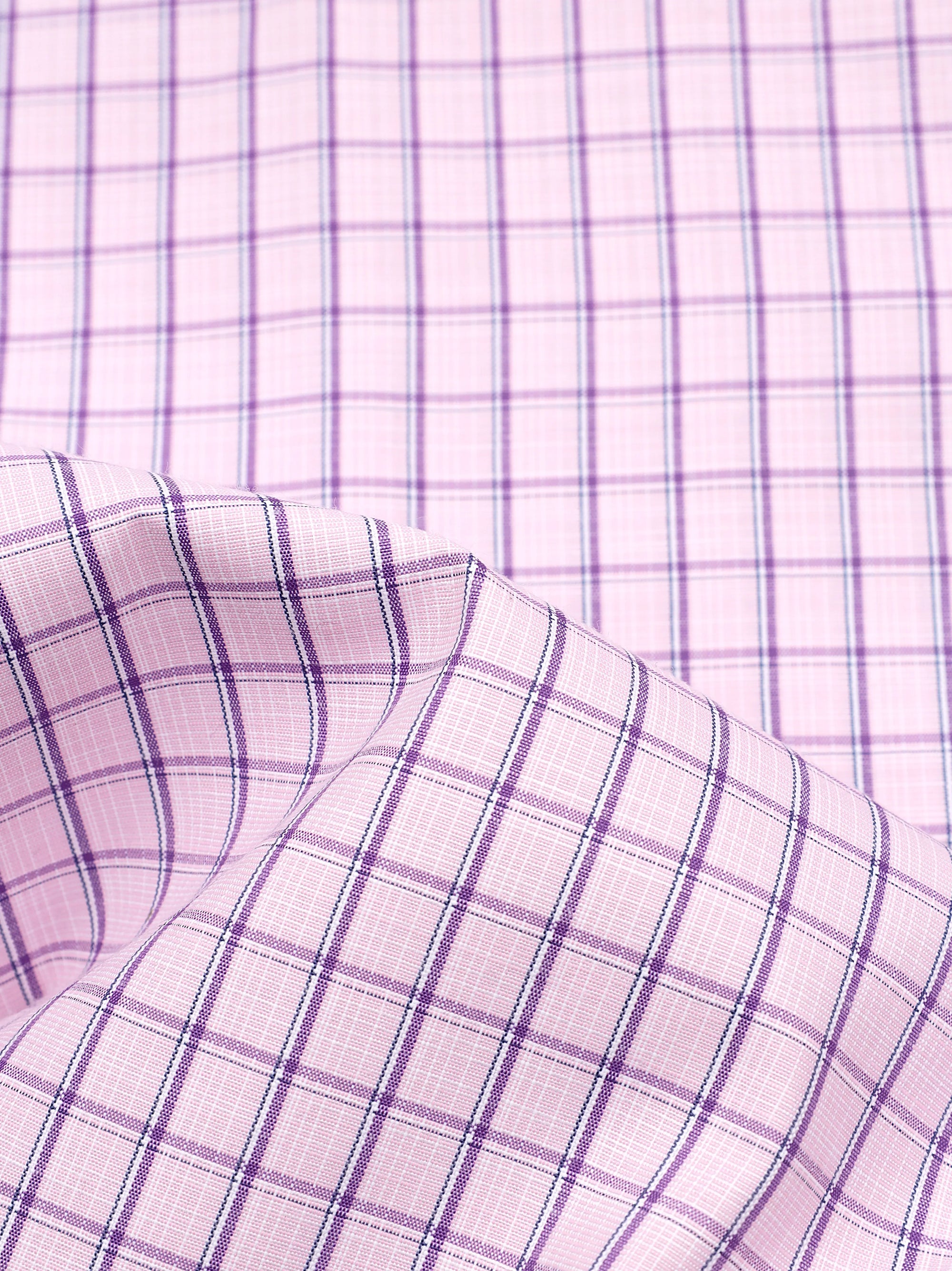 Millennial Pink With Violet- Navy Plaid Check Premium Cotton Shirt