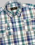 Deep Sea Green With Blue Dianne Plaid Button Down Premium Cotton Shirt