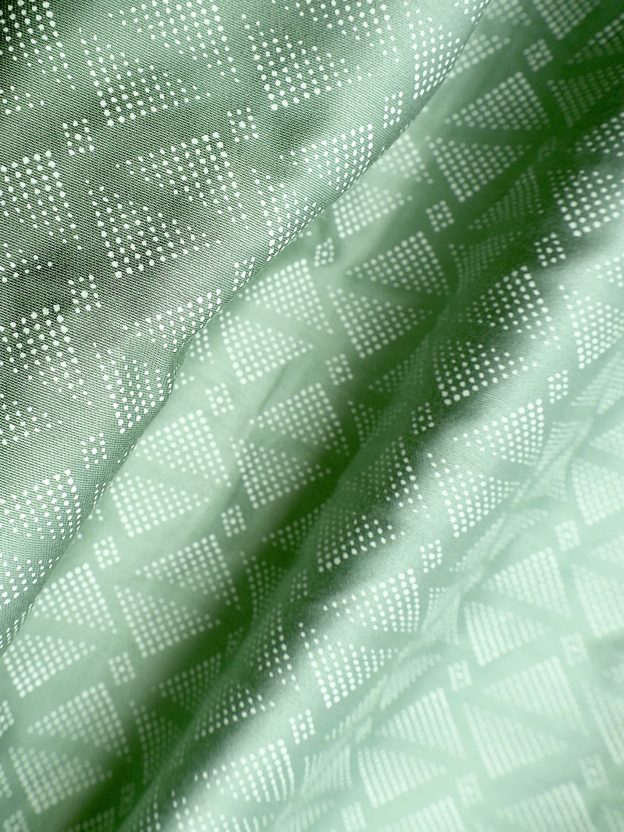Eton Green White Dotted Triangle Printed Premium Cotton Shirt-[ON SALE]