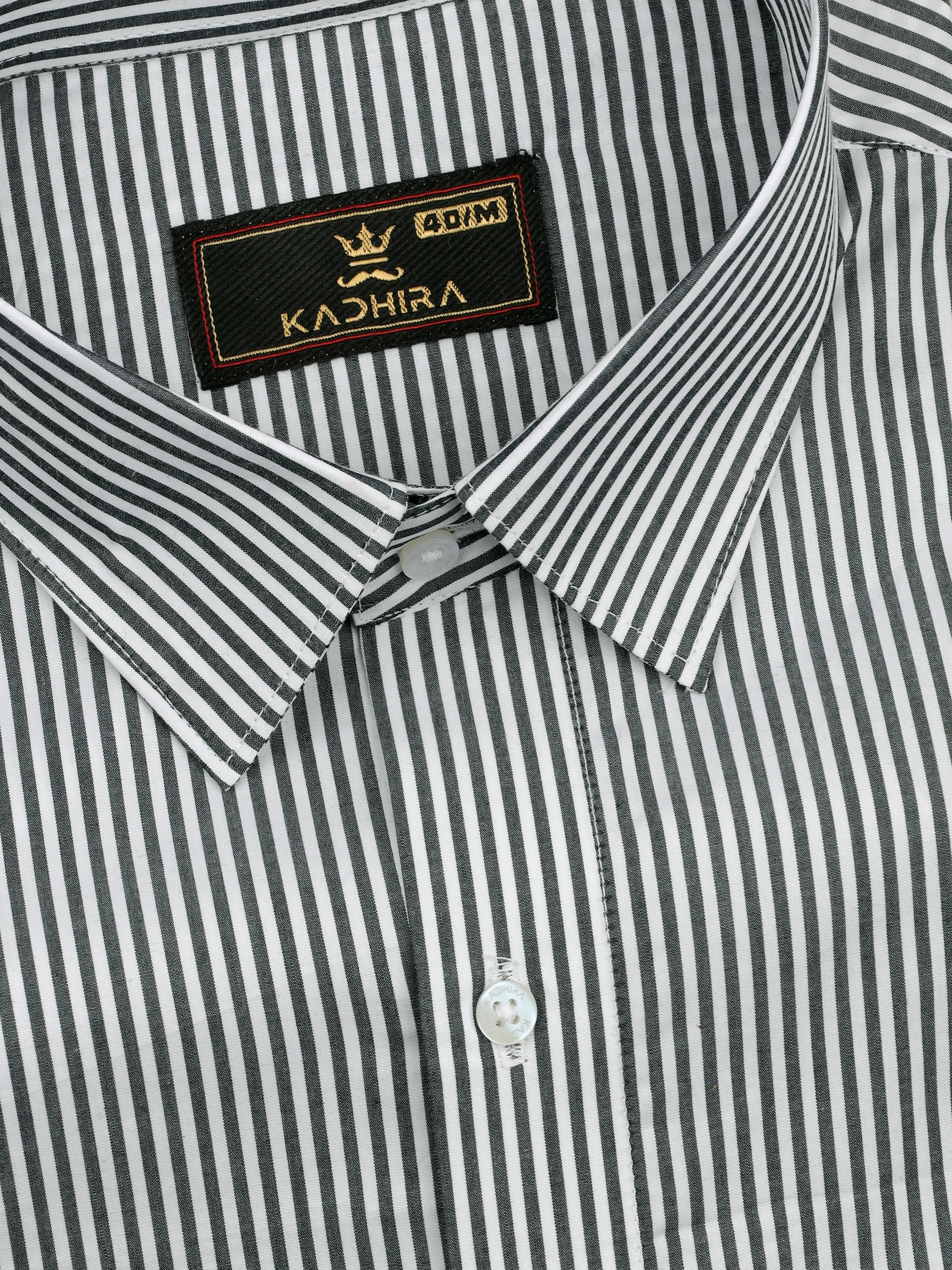 White And Black Stripe Premium Cotton Shirt