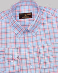 Sky Blue With Red And Navy Tattersall Check Premium Cotton Shirt