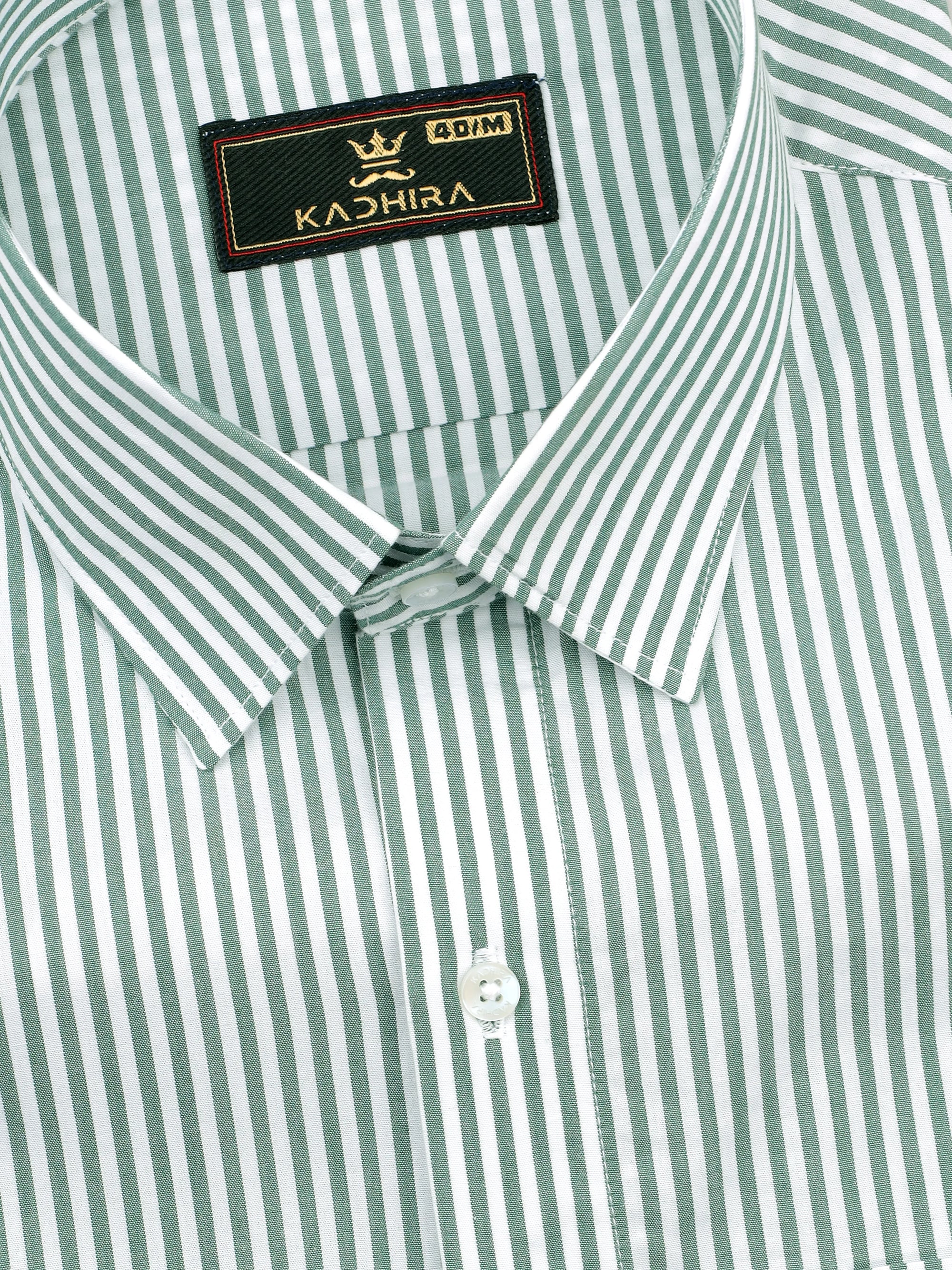 White With Sage Green Stripe Premium Cotton Shirt