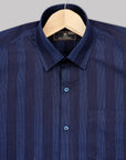 Navy Blue With Rhino Blue Stripe Premium Cotton Shirt
