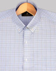 Light Blue With Navy Blue Plaid Checks Premium Cotton Shirt