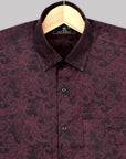 Burnt Maroon Paisley Pattern Printed Premium Cotton Shirt