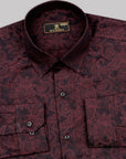 Burnt Maroon Paisley Pattern Printed Premium Cotton Shirt