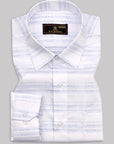 White With Blue Dobby Textured Stripe Premium Cotton Shirt