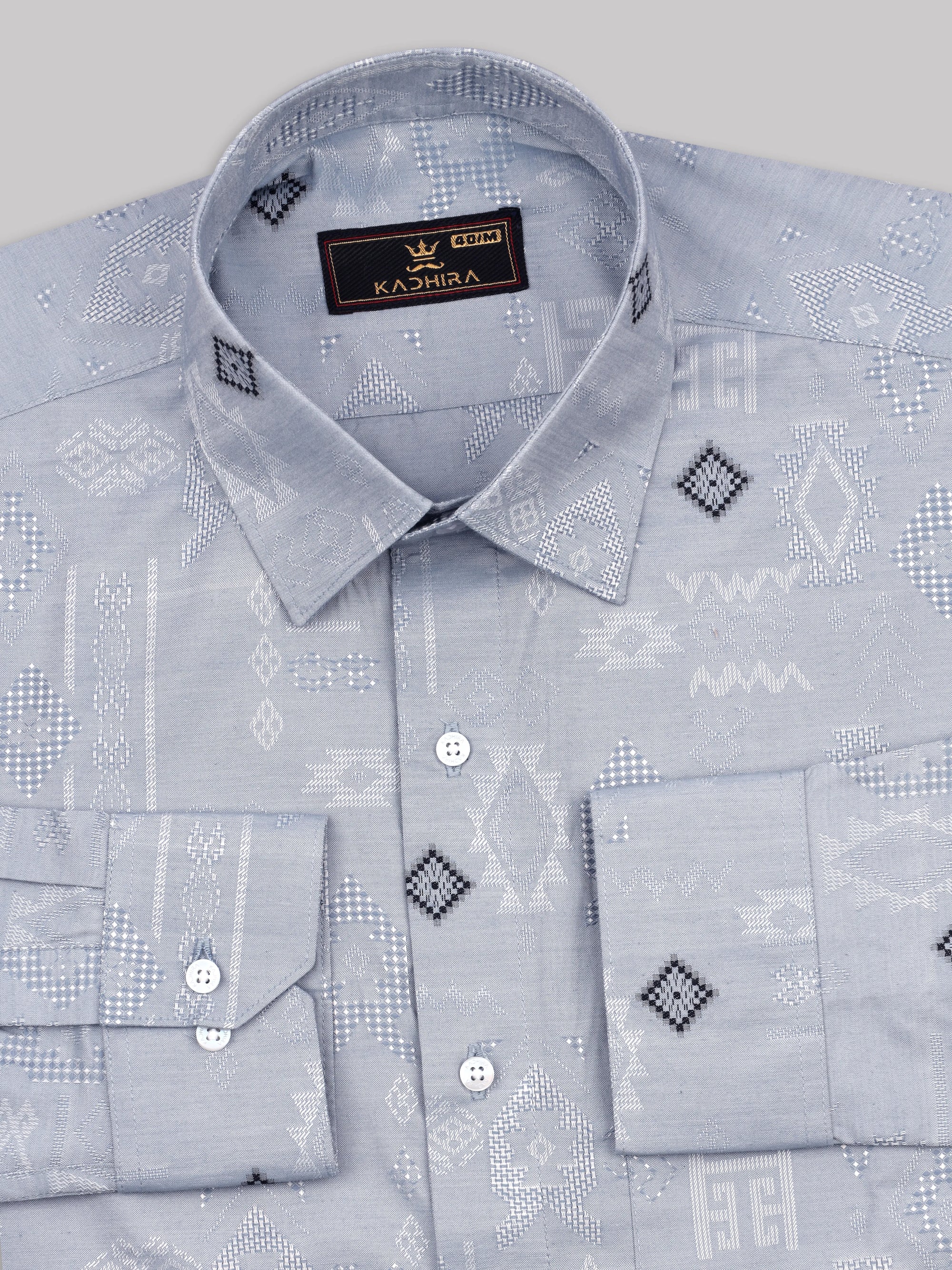 Cadet Gray Dobby Textured Premium Cotton Shirt