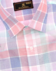 Flamingo Pink And Purple With Multicolor Plaid Premium Cotton Shirt