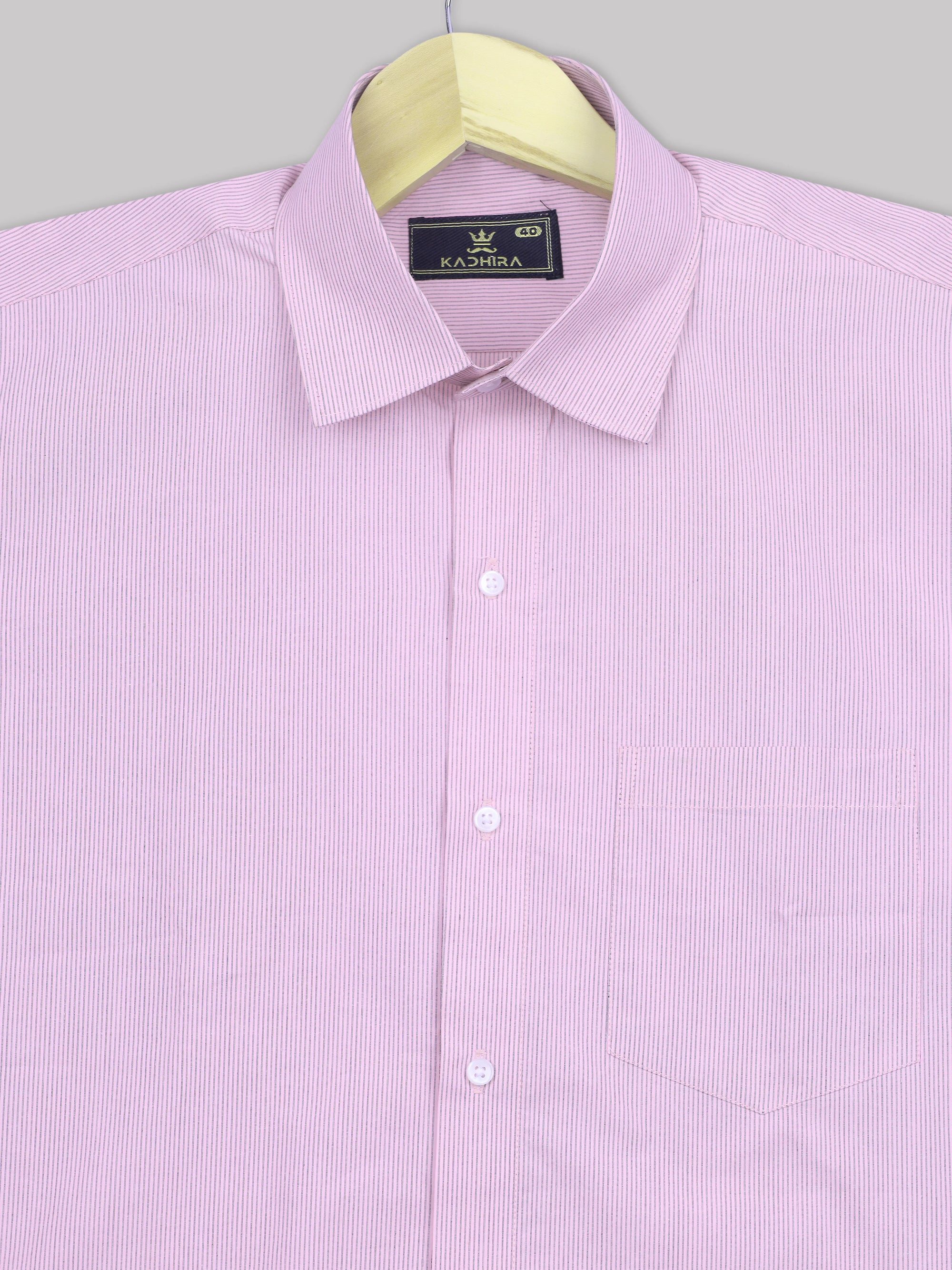 Pale Lavender With Black Chalk Stripes Premium Cotton Shirt