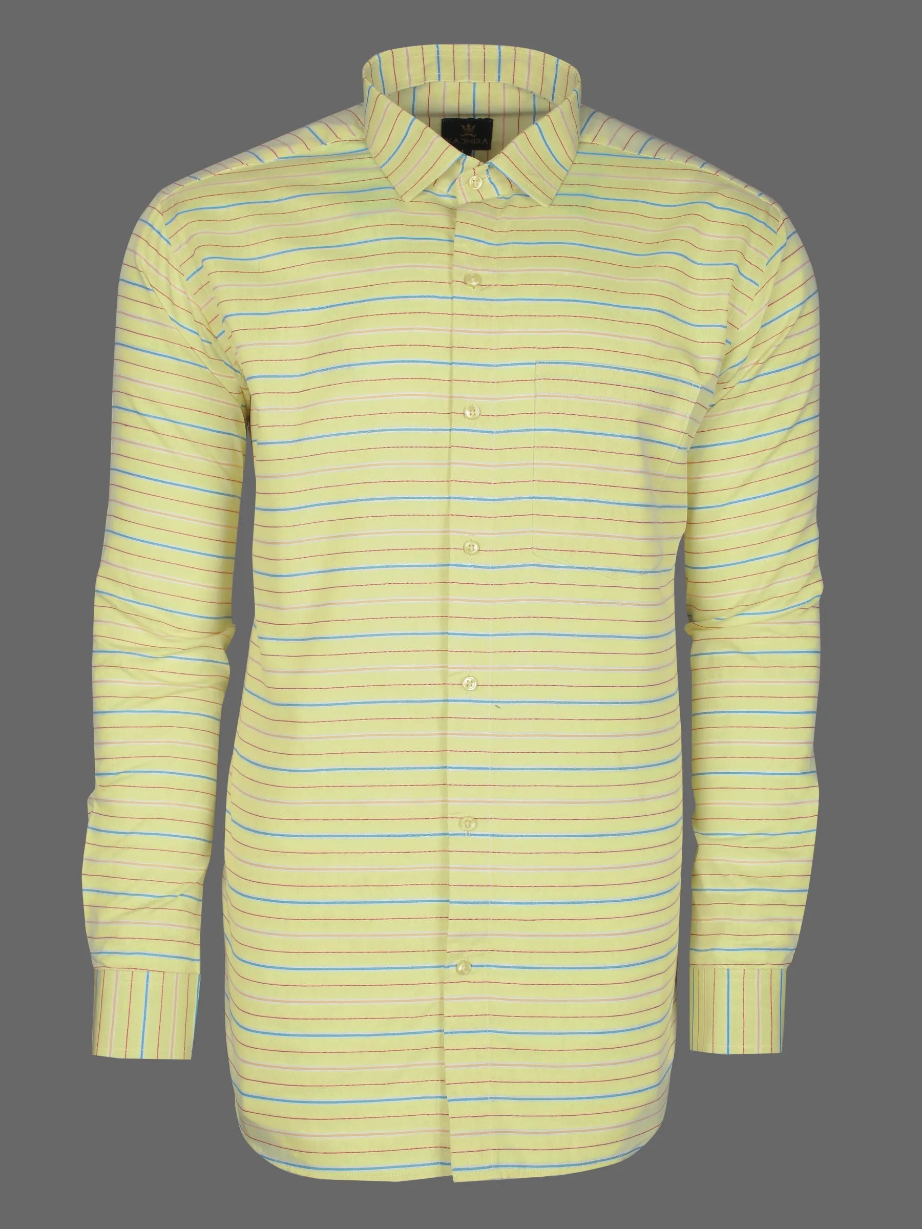 Unmellow Yellow  With Multicolored Stripe Premium Cotton Shirt-[ON SALE]