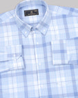 Hawkes Blue With Liberty Blue Plaid Button Down Premium Cotton Shirt