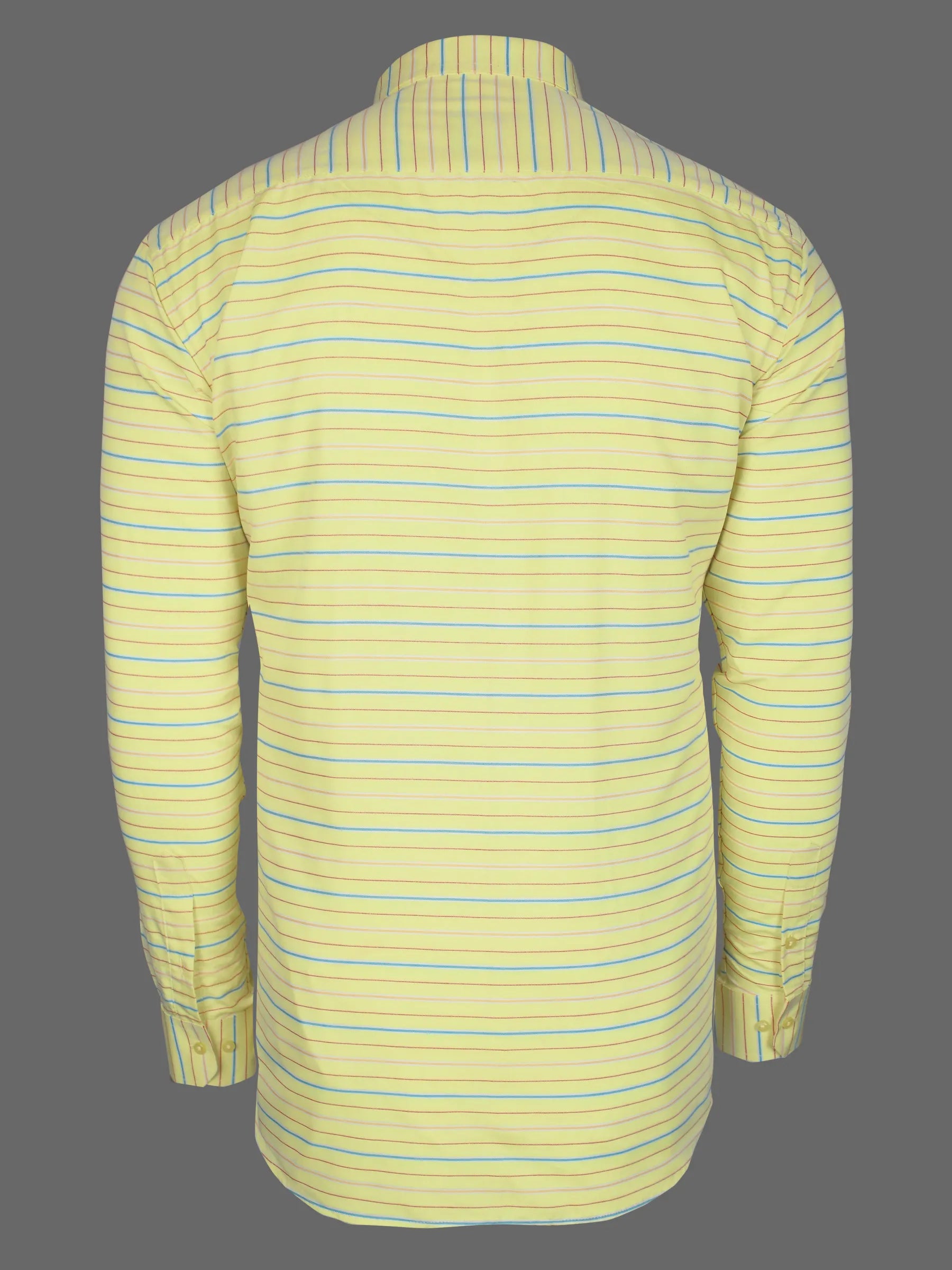 Unmellow Yellow  With Multicolored Stripe Premium Cotton Shirt-[ON SALE]