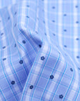 Pastel Blue With White-Lapis Blue Flower Plaid Premium Cotton Shirt