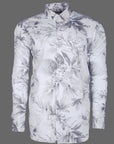 Frost White With Sunflower Textured Printed Premium Cotton Shirt-[ON SALE]