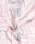 Light Pink With Grey Check Printed Premium Satin Cotton Shirt-[ON SALE]