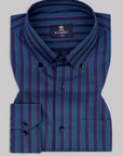 Royal Blue With Teal Blue Stripe  Premium Cotton Shirt
