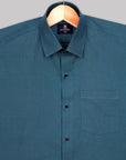 Midnight Green Teal Jacquard Textured  Premium Cotton Shirt-[ONSALE]