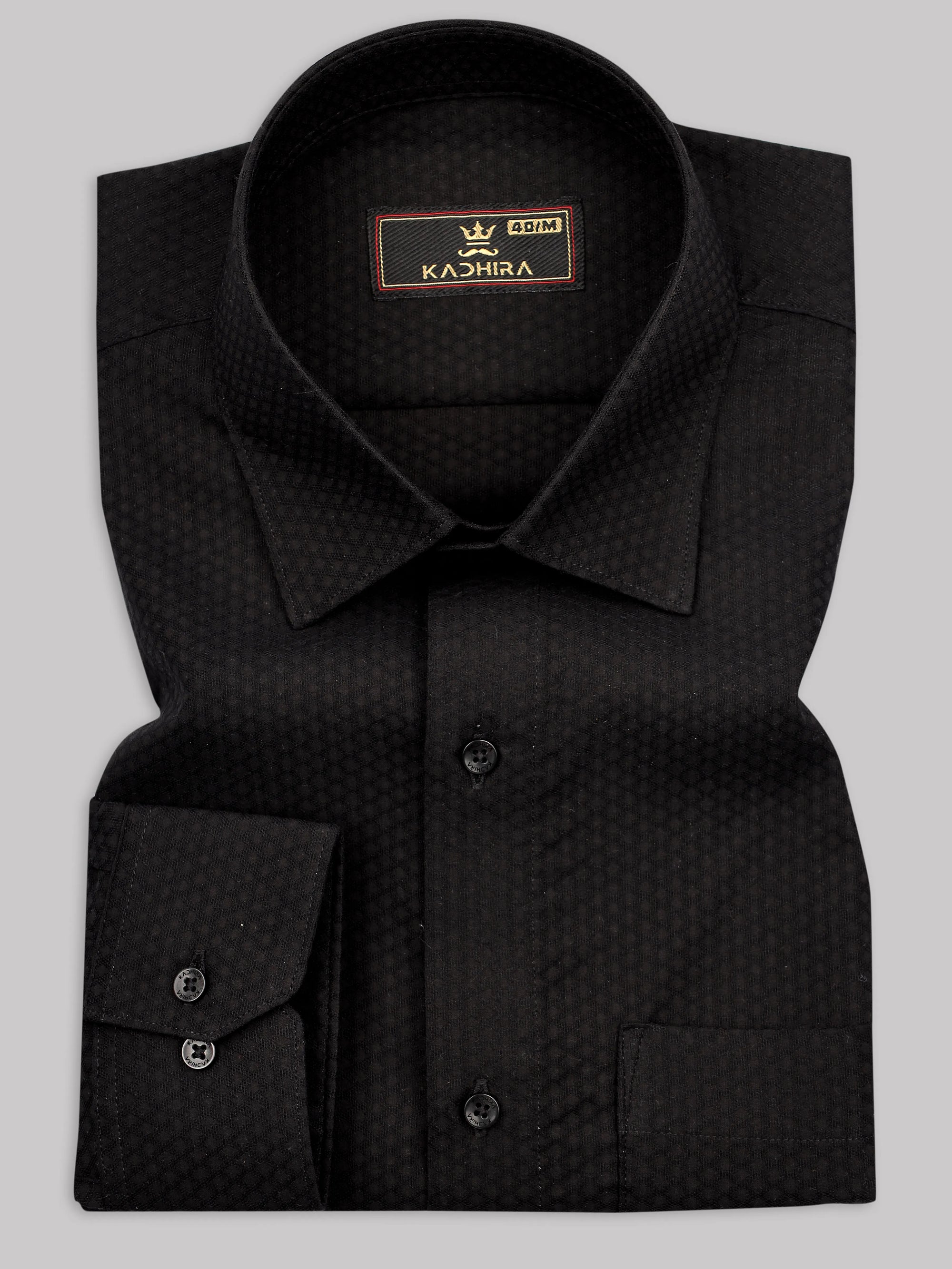Super Black Dobby Textured Premium Cotton Shirt