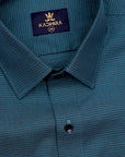 Midnight Green Teal Jacquard Textured  Premium Cotton Shirt-[ONSALE]