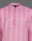 Light Pink With White Embroidery Super Premium Cotton Kurta