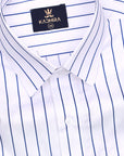 Snow White With Blue Pin stripes Premium Cotton Shirt-[ON SALE]