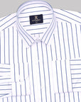 Snow White With Blue Pin stripes Premium Cotton Shirt-[ON SALE]