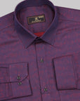Plum Purple With Red Dobby Textured Jacquard Cotton Shirt