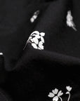 Pure Black With White Jasmine Flower Printed Premium Cotton Shirt