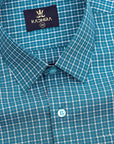 Duck Blue With White Tattersall Checks Cotton Shirt-[ON SALE]