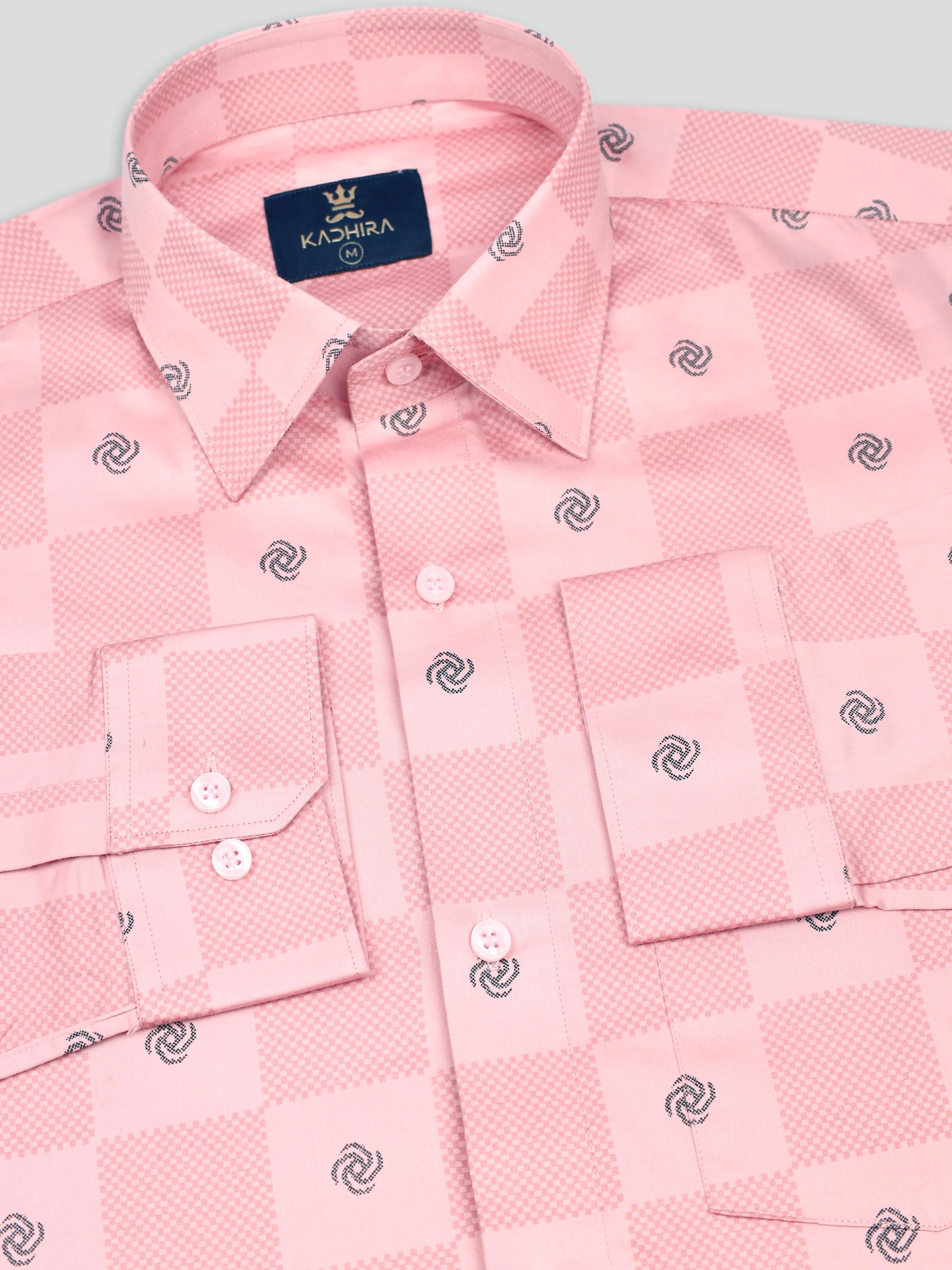 Bubblegum Pink Printed Premium Satin Cotton Shirt