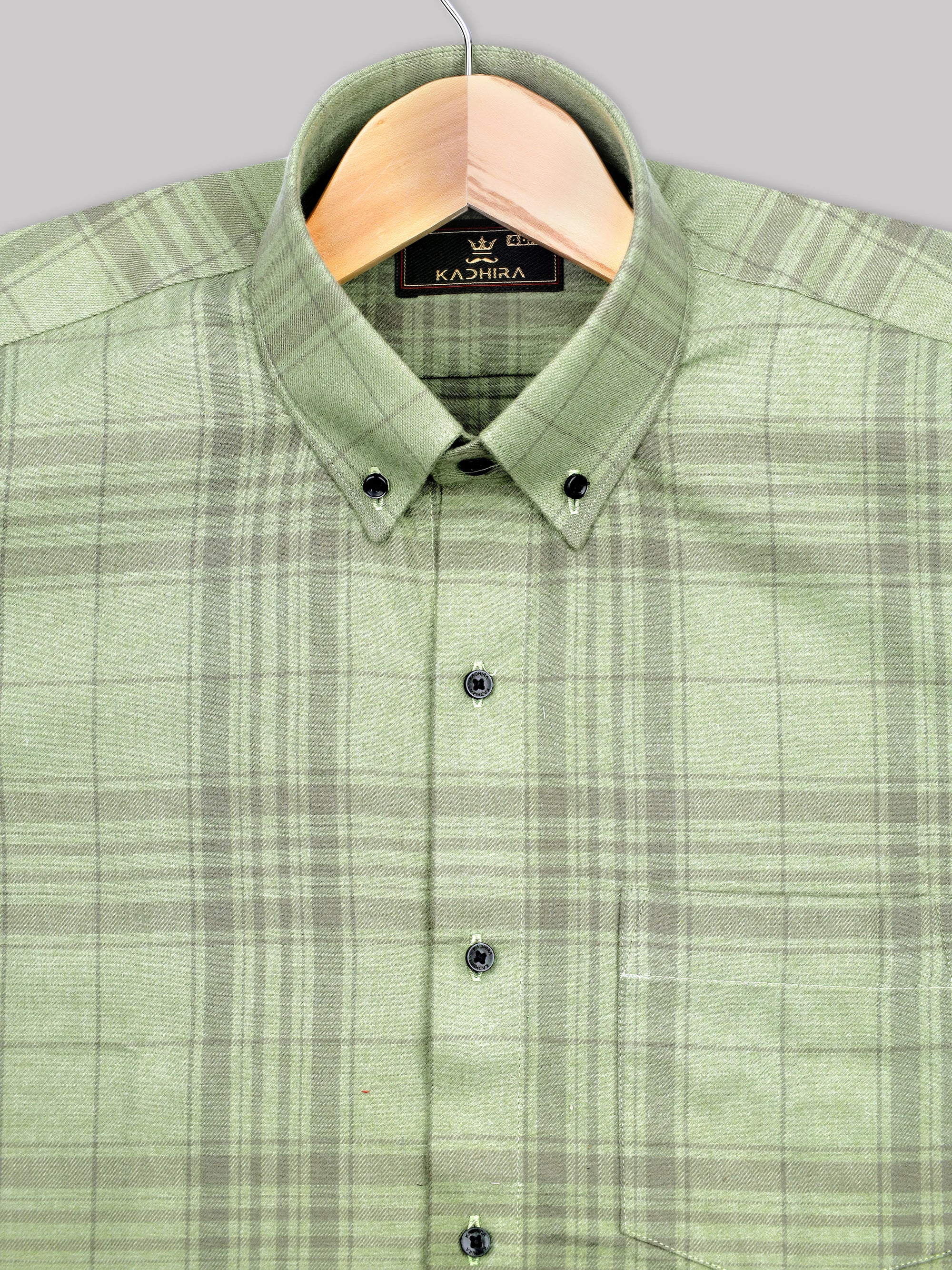 Green With Grey Tartan checks Premium Cotton Shirt