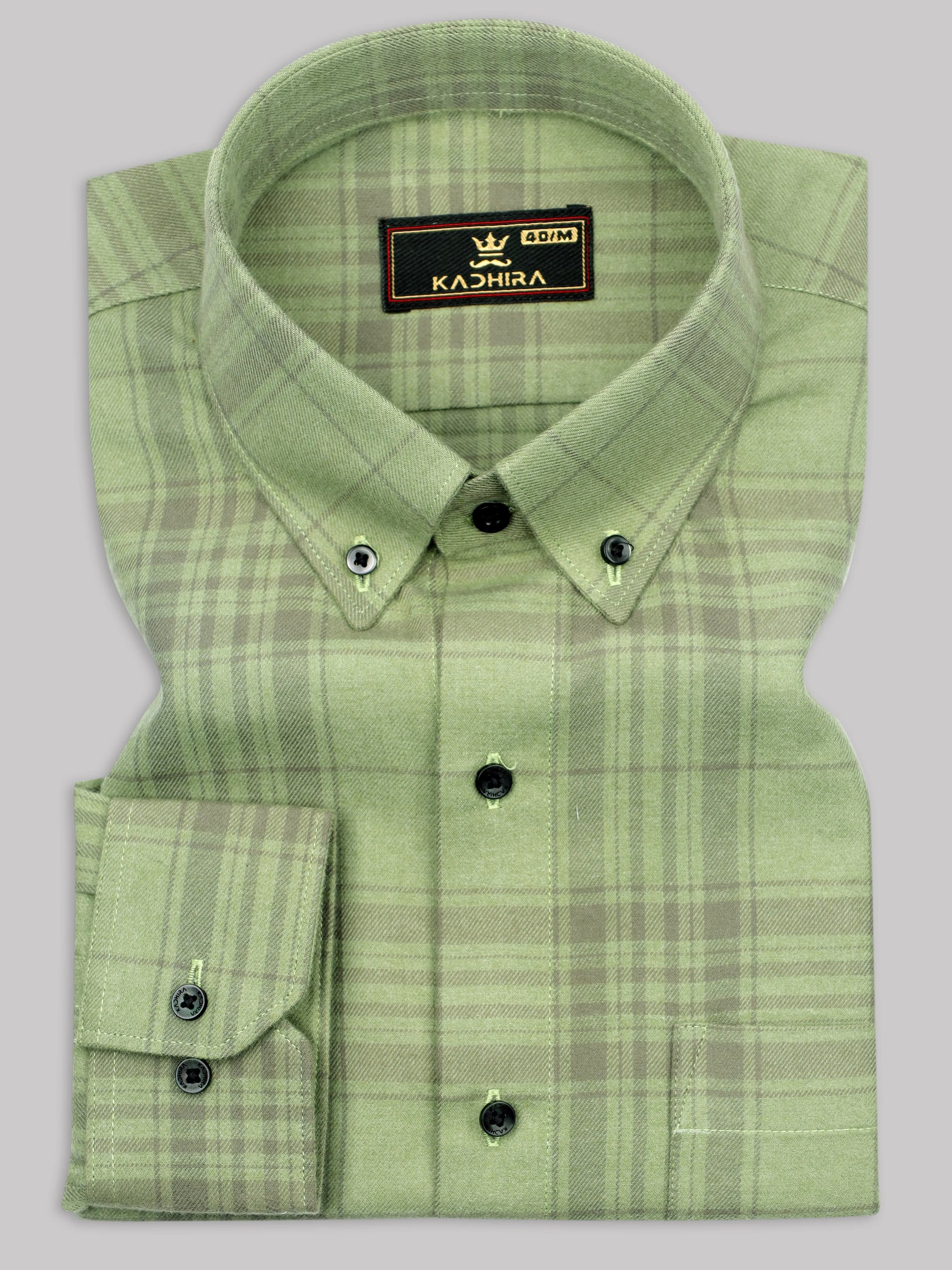 Green With Grey Tartan checks Premium Cotton Shirt