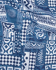 Steel Blue With White Navajo Patterns Super Luxurious Cotton Kurta Shirt-[ON SALE]