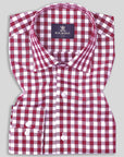 Carmine Red With White Checkered Premium Cotton Shirt-[ON SALE]