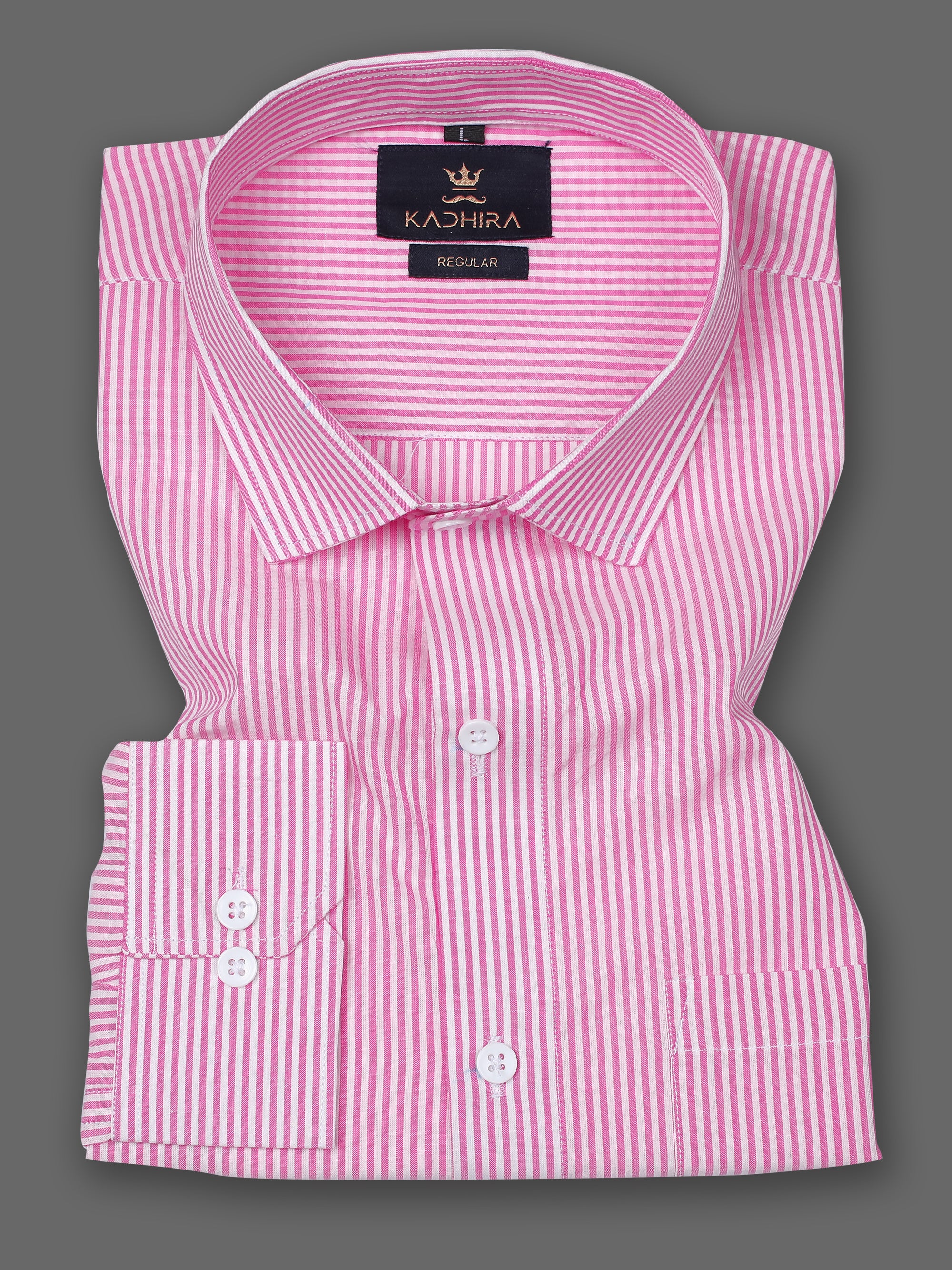 Light Hot Pink Stripe Premium Cotton Shirt-[ON SALE]