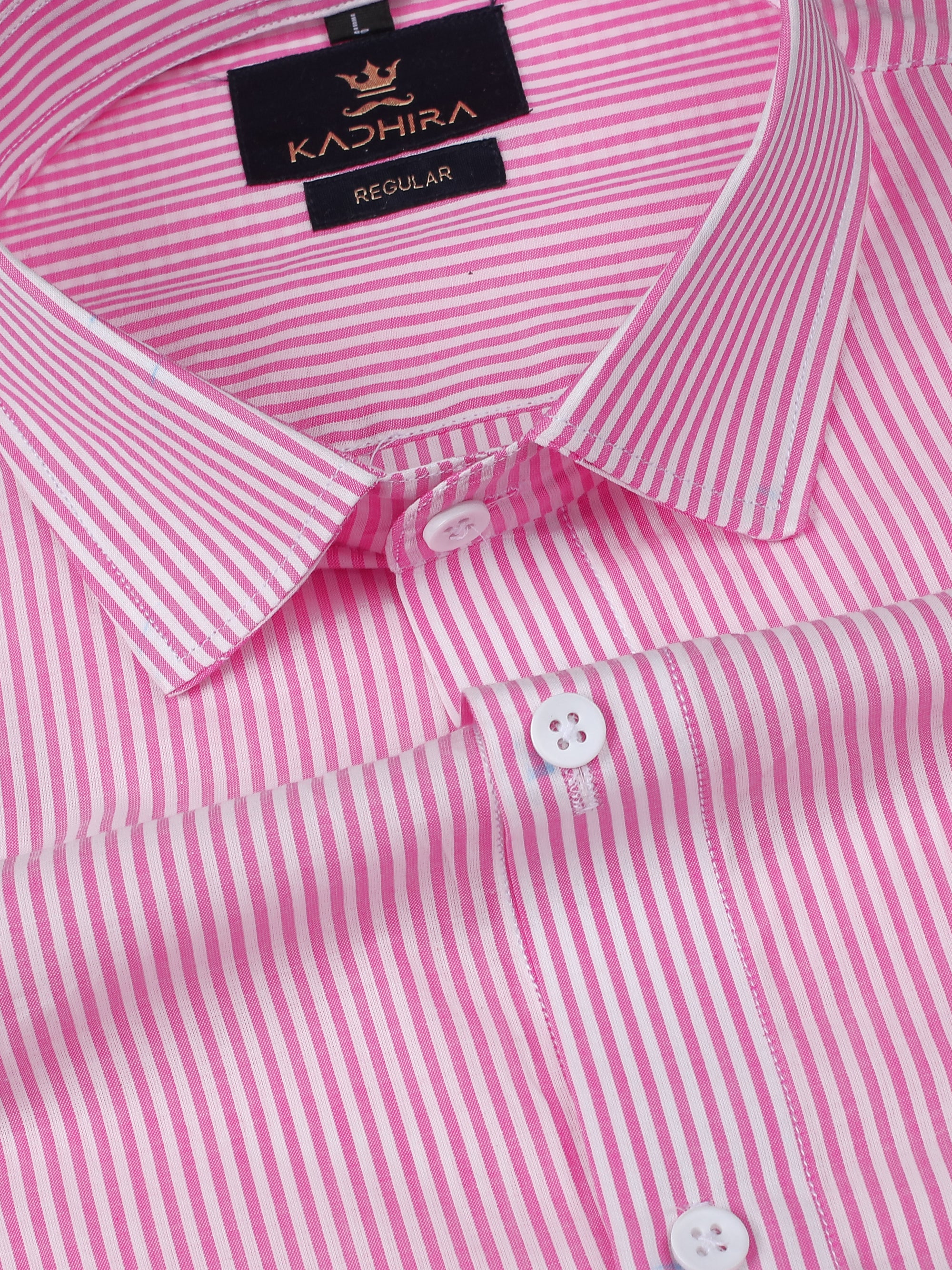 Light Hot Pink Stripe Premium Cotton Shirt-[ON SALE]
