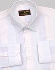 Bright White With Purple-Blue shades Stripe Oxford Cotton Shirt