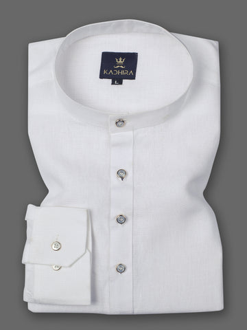 Pure White Super Linen Kurta Shirt