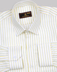 Vista White With Blue-Cream Stripe Premium Cotton Shirt