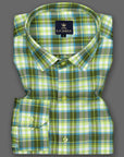 Olive Green With Lime Plaid Patterns Premium Cotton Shirt