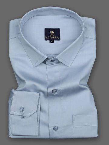 Light Steel Blue Subtle Sheen Super Satin Premium Cotton Shirt