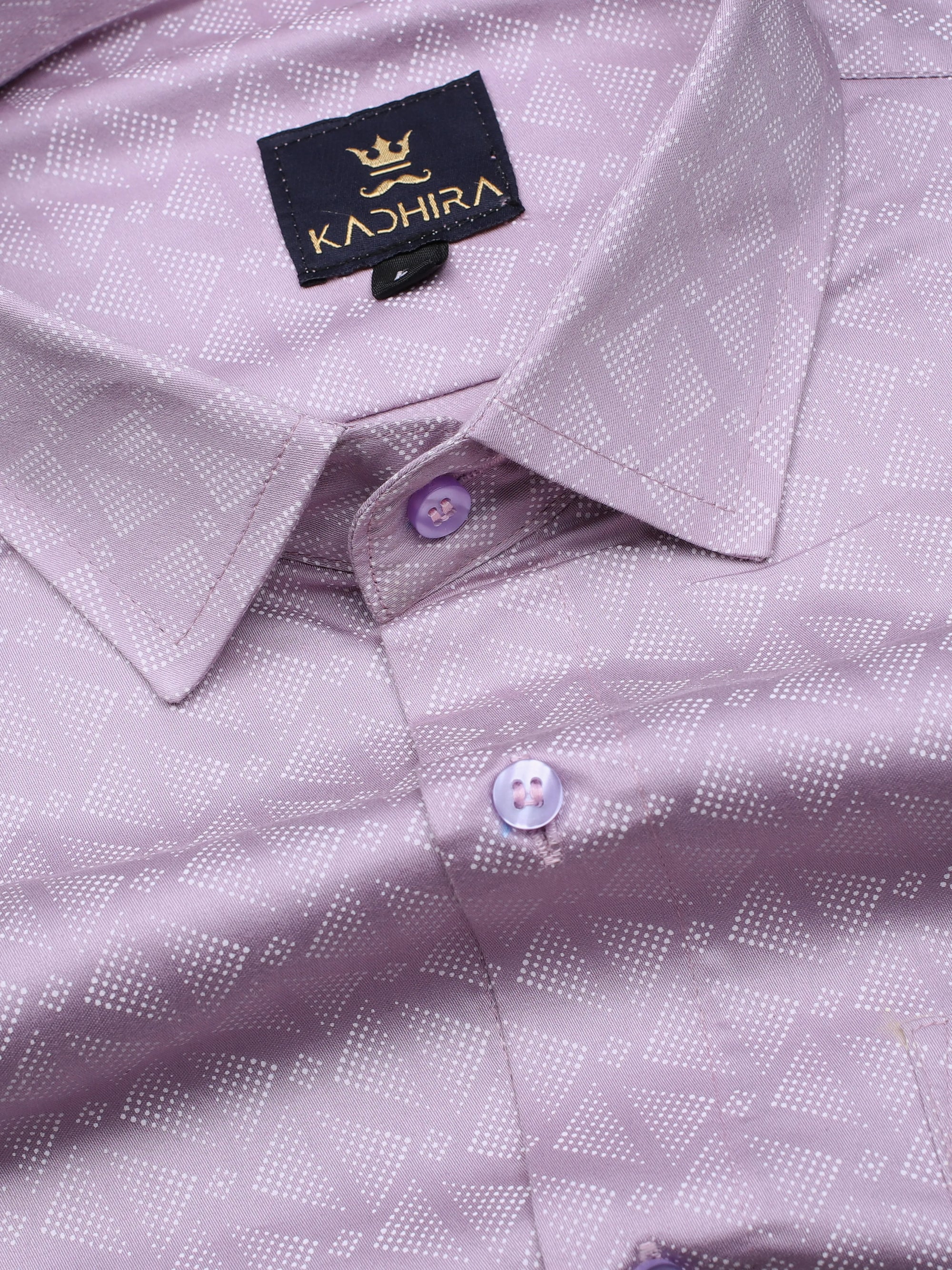 Light Chinese Violet Dotted Triangle Pattern Super Premium Cotton Shirt-[ON SALE]